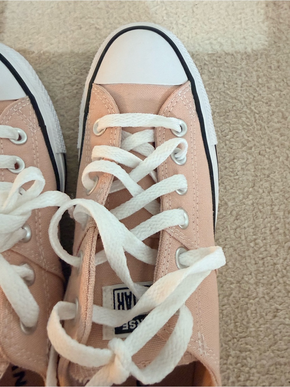 Converse Low Top Sneakers in Soft Pink and White - Picture 2 of 4